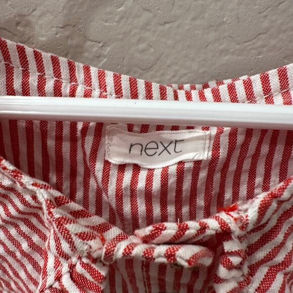 Next Pink Seersucker Stripe Collared Dress - Picture 6 of 7